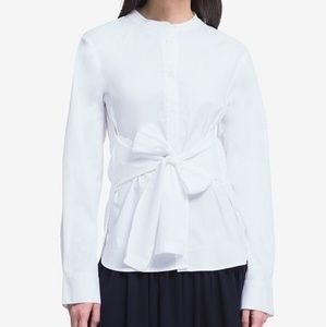 DKNY Mandarin collar tie- waist shirt